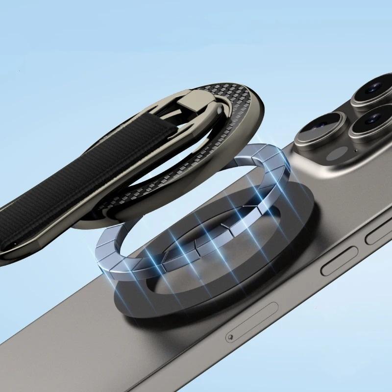 2025 New Strong Magnetic Phone Holder for Magsafe 360 Degree Rotation Double Magnet Finger Ring Stand for iPhone 14 15 16 Xiaomi