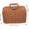 YARNOW Imitation Rattan Suitcase Rattan Picnic Wicker Picnic Basket Storage Basket with Lid Woven Basket with Lid Hand Decor Make Up Clothes