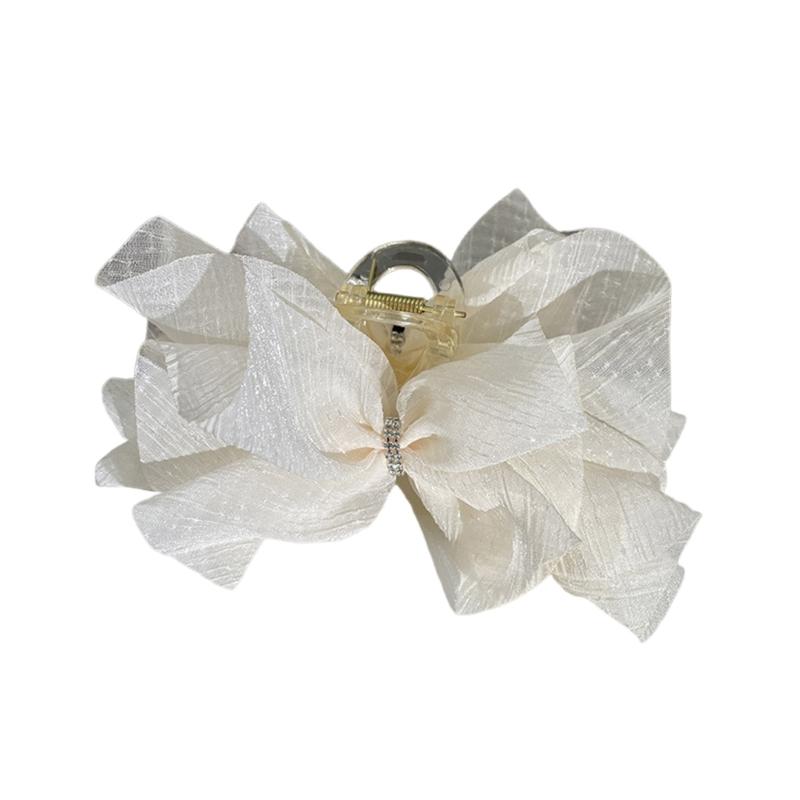 

Colorful Barrette Bowknot Grab Clip Accessory Lace Tulle Butterfly Bows Headwear Ponytail Hairpin for Women and Girl белый