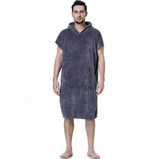 Unisex Quick-drying Hooded Beach Bathrobe Poncho - Coral Fleece Surf & Swim Changing Towel