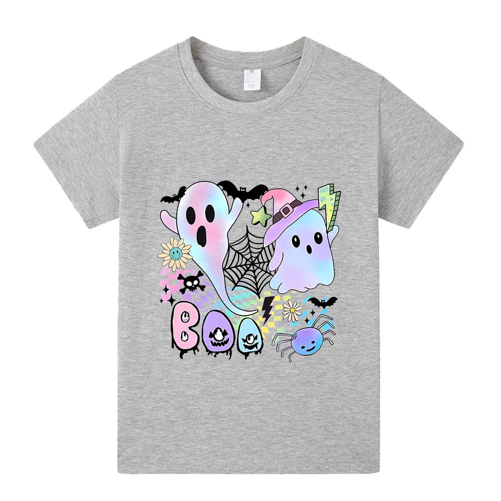 Kids Boys Girls Halloween Bat Ghost Short Sleeves T-shirt
