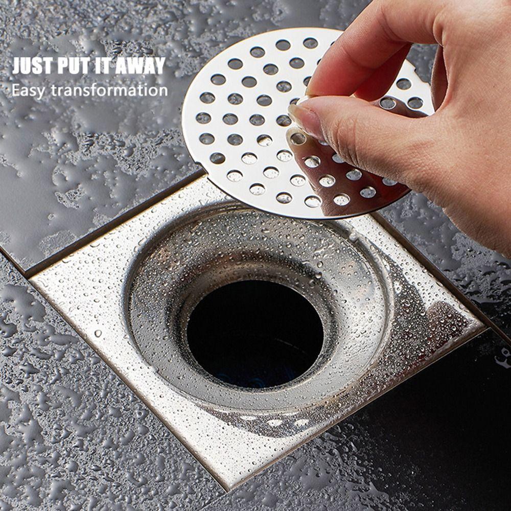 Couvercle de drain de sol rond et carré en acier inoxydable, filtre à cheveux, couvercle de drain utile