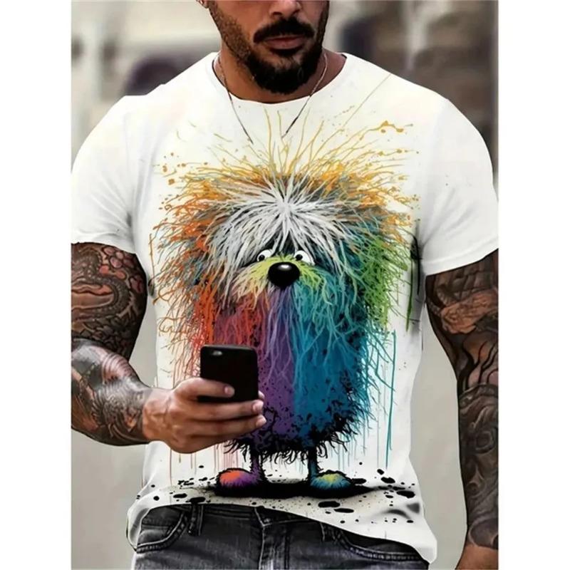 3D Printed Men's T-shirt with Fun Animal Patterns, Summer Street Short Sleeved Round Neck Top Fashionable T-shirt