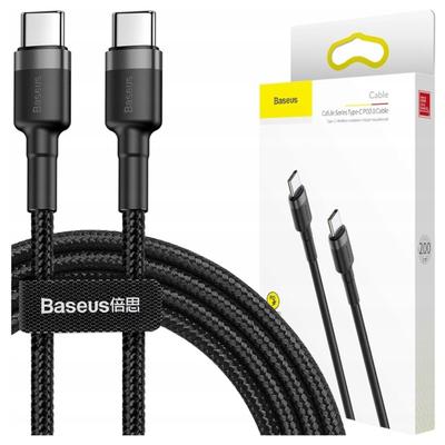 Baseus Cafule PD 2.0, QC 3.0, 60W, 2M USB-C To USB-C Cable (Black-Gray)