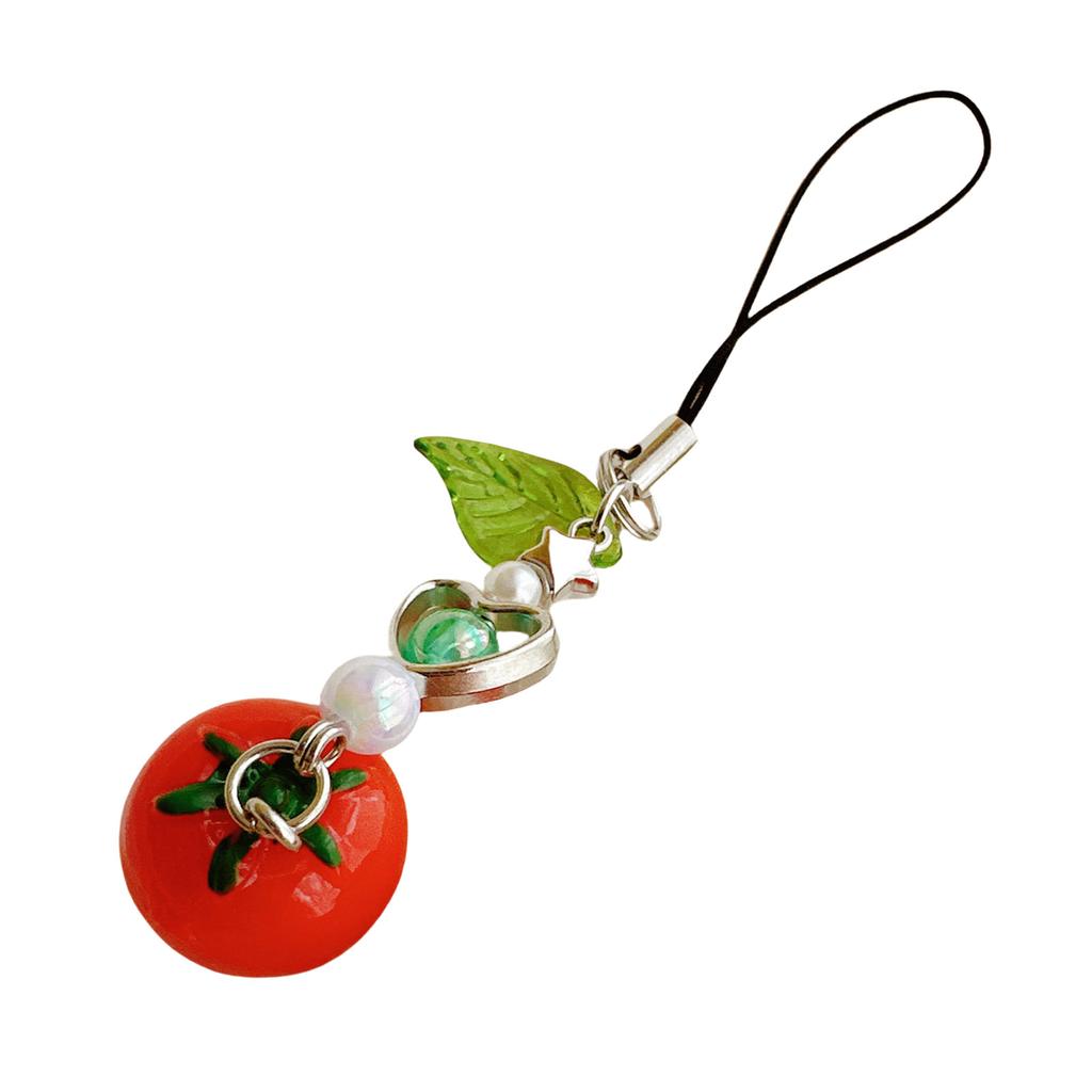 Fashionable Lovely Girl Tomato Leaf Charm Keychain Pendant Sturdy Acrylics Alloy for Fashion Accessory Daily Use