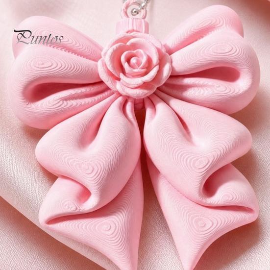 Rose Bow Pendant 3D Printed Pendant, Cute Keychain for Bag, Versatile Key Holder Pink Hanging Ornament Valentine's Day, Gift Girlfriend Decoration