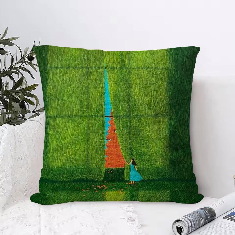 Hot M-Mulgil K-Kim Cushion Cover Breathable Linen Pillow Cover Skin-Friendly Home Decor Pillowcase With Hidden Zipper
