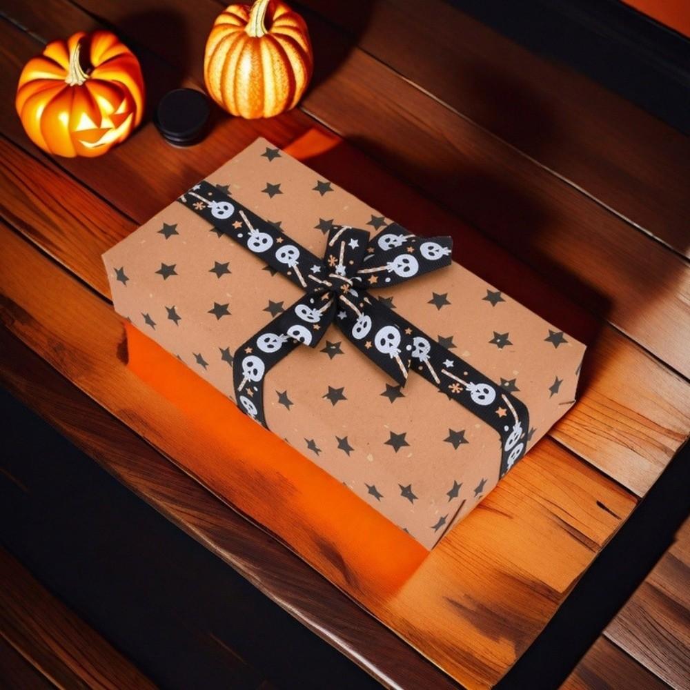 Pumpkin Halloween Decorative Ribbon Bat Spider Web Halloween Packaging Gift Box Ribbon Handmade Skeleton DIY Ribbon Strips
