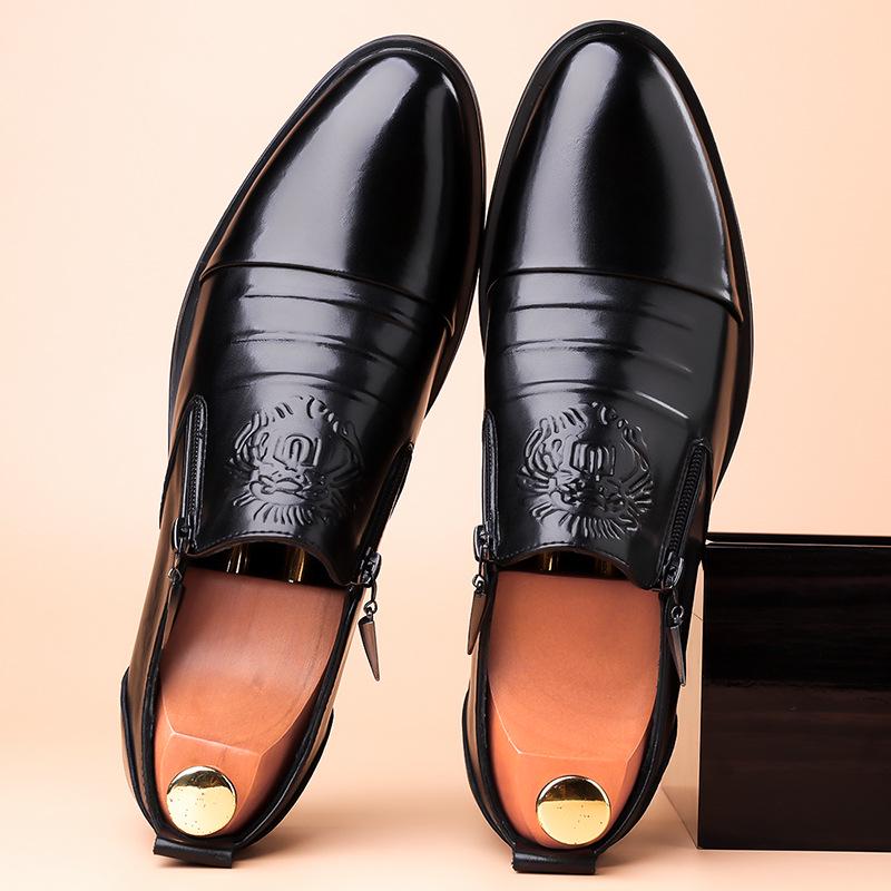 Spring 2025 Men's Soft Sole Leather Slip-On Shoes - Pointed Toe Business Casual Low-Tops
