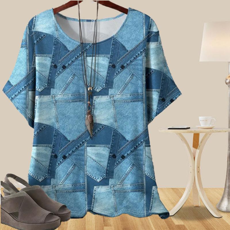 

Женская мода повседневная свободная весенняя рубашка женские топы с коротким рукавом и цветными блоками в сетку XS синий