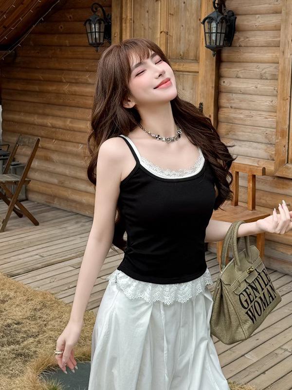 Unique Girly Camisole with French Lace Design, Beautiful Back, and Slimming Fit.