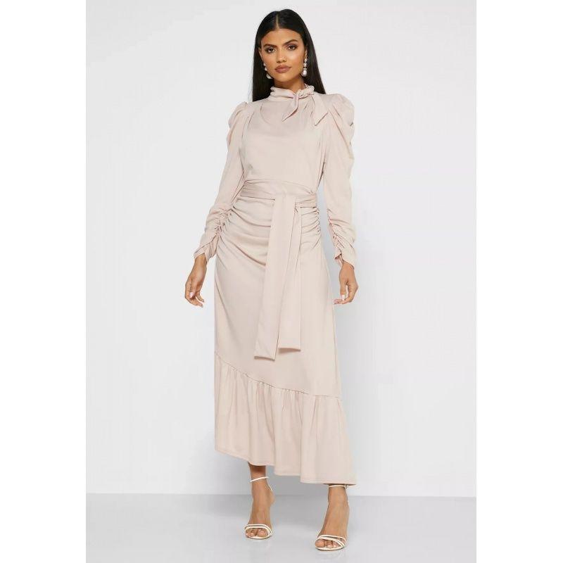 Fall New Style Ladies Fashion Folds Irregular Hem Dress