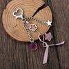 Exquisite Pink Strawberry Bow Keychain Y2k Fashion Star Flower Tassel Heart Keyring Phone Charm Pendant Beaded Chain Women Gift