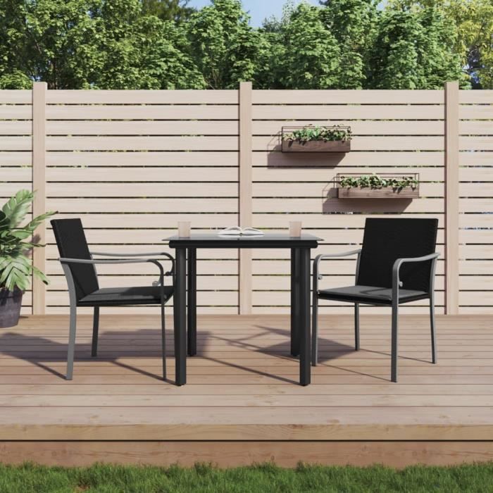 VidaXL Ensemble à manger de jardin 3 pcs coussins résine tressée acier 3186955