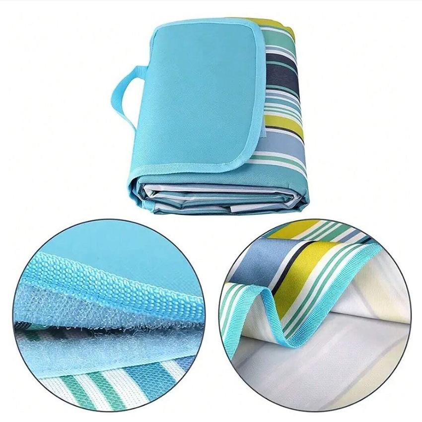 SandProof Beach Blanket  Outdoor Picnic Mat with Striped Design, Machine Washable, Ideal for Camping, Hiking & Festivals, Picnic Blanket