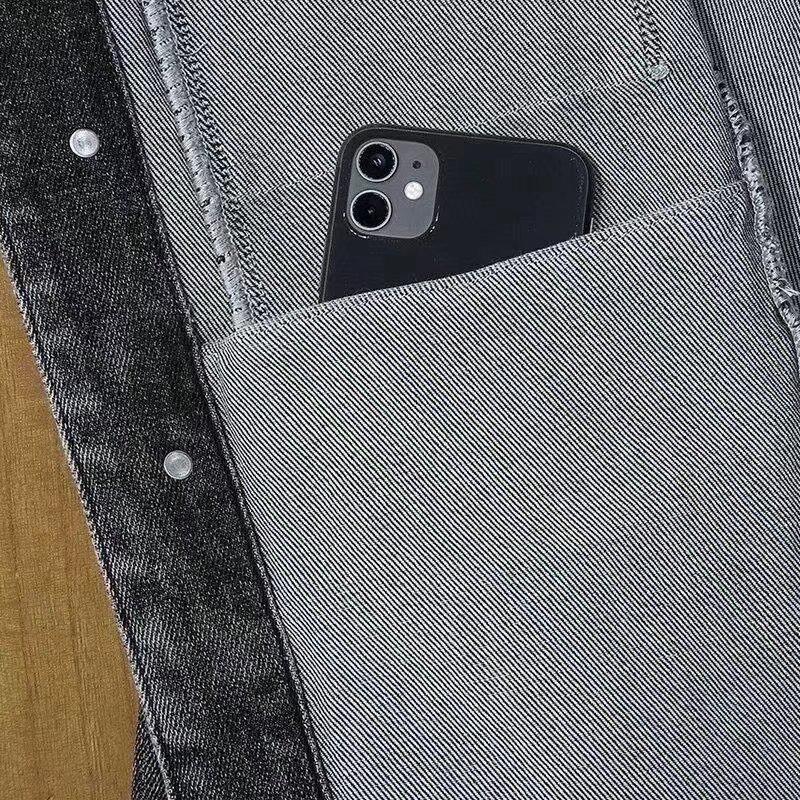 Tide Men's Denim Jacket - European & American Slim Fit, Turn-Down Collar, Black Spring/Autumn Casual Style