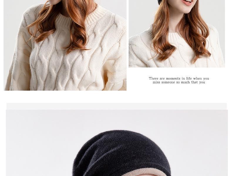 8164 Korean Style Knit Slouchy Beanie - Women's Warm Ear Protection Hat for Large Head Circumference, Autumn/Winter