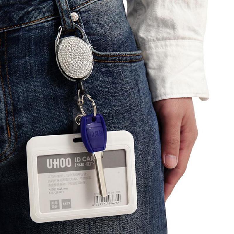 Retractable Keychain Badge Reel Clip Name Id Card Belt Keyring Bag Chain Clip