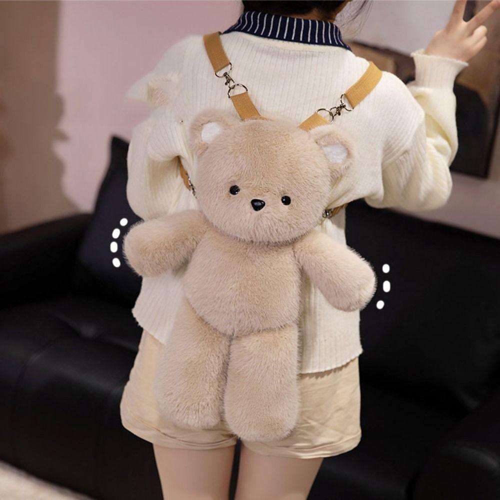 Animal Running Bear Plush Backpack Stuffed Rabbit Plush Schoolbag  Girl Gift