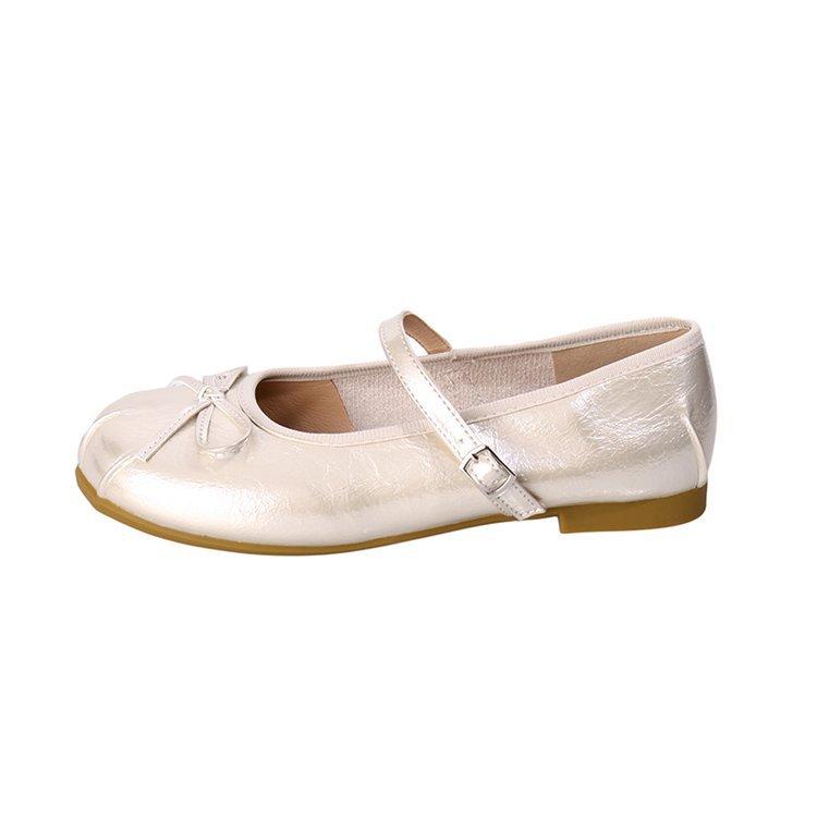 French ballet style flat-soled single shoes women's 2025 summer new bow with skirt one-word buckle belt Mary Jane shoes