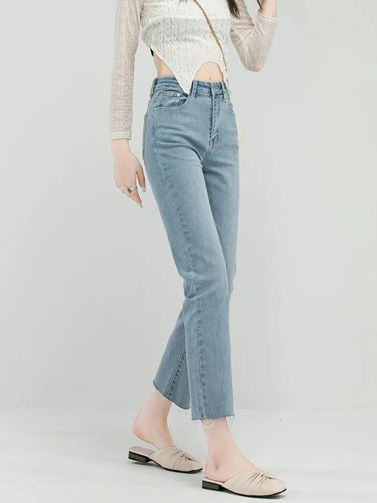 Women's Ultra-Thin Ice Silk High-Waist Light Jeans - Summer Petite Style