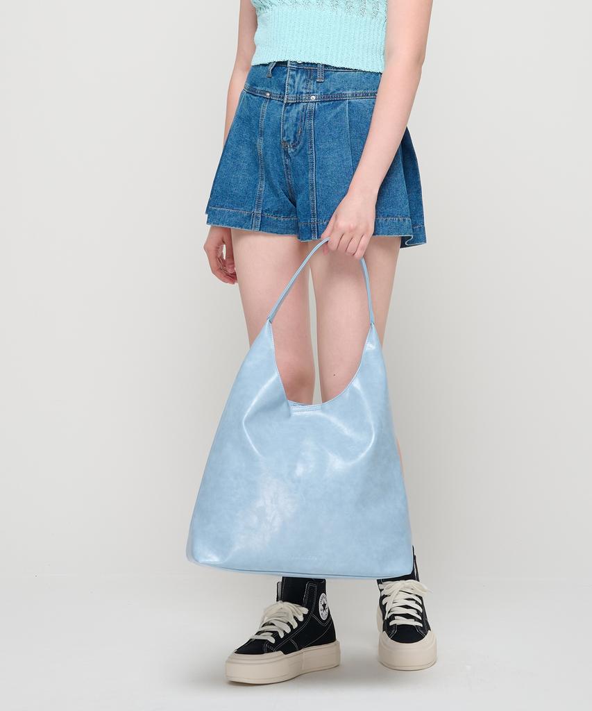 Roidesrois Leather Shoulder Hobo Bag (Sky Blue)