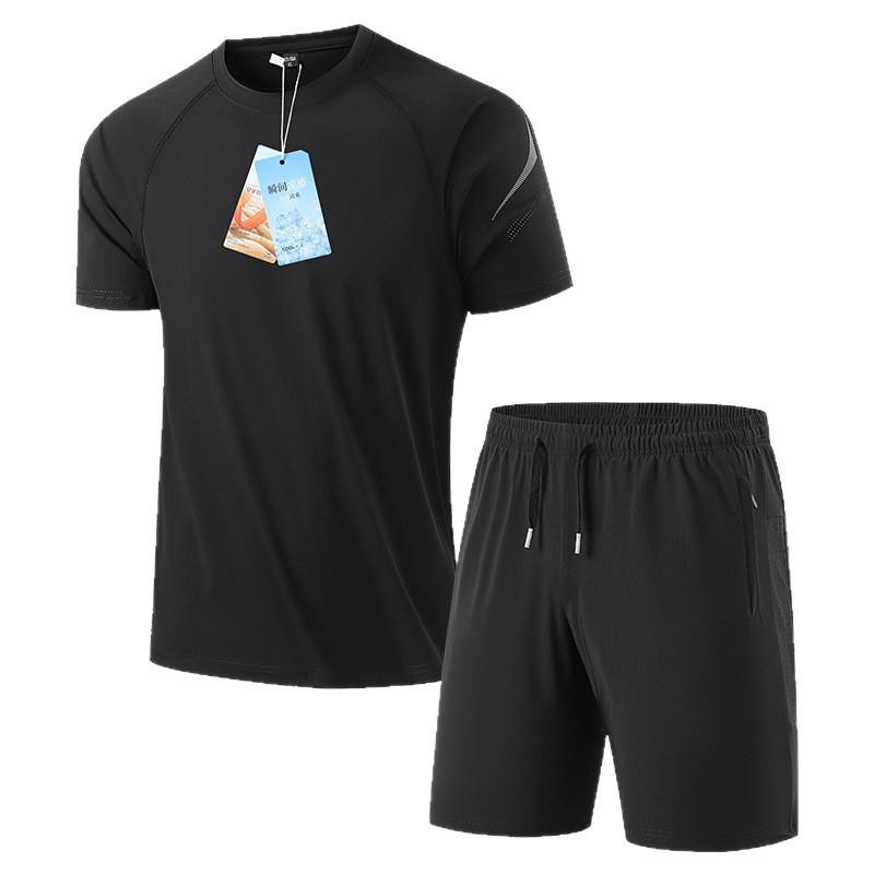 Men's Quick-Dry Fitness Suit: Short Sleeve & Shorts for Marathon Training