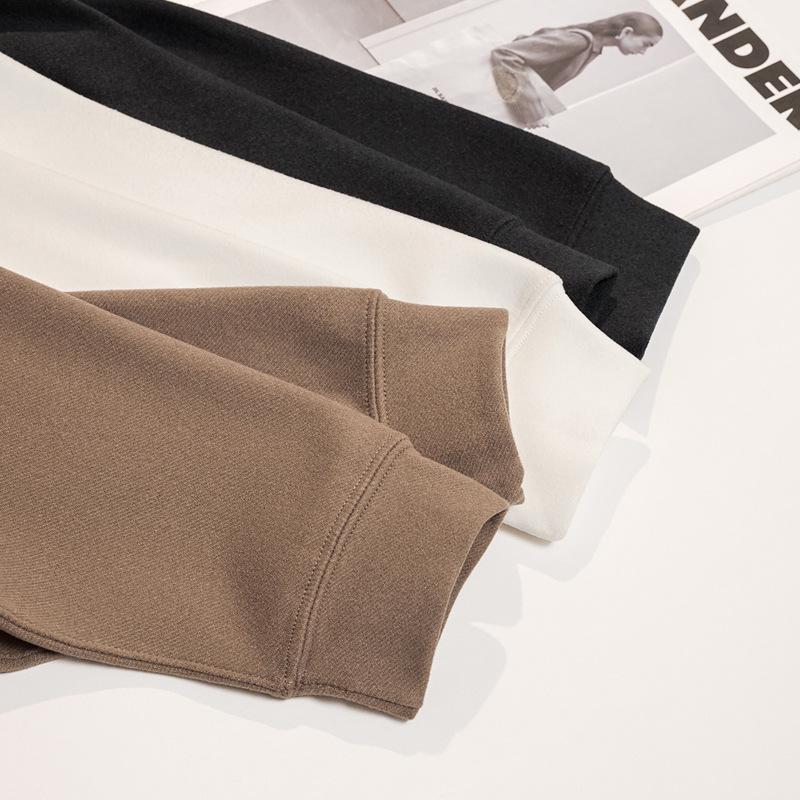 Women's Heavyweight Fleece Stand-Up Collar Sweatshirt - High-Elasticity, Warm, Loose Fit Base Layer for Autumn/Winter