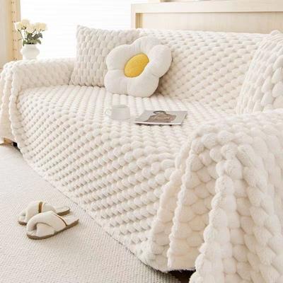 Winter Rabbit Plush One-piece Sofa Cover Cloth Thickened Warm Sofa Towel Winter High-end Non-slip All-inclusive Cover