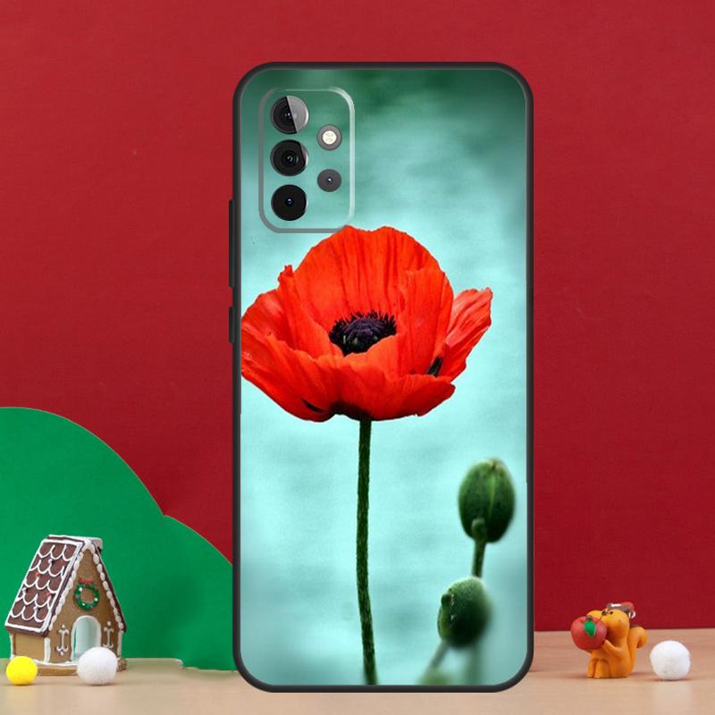 Red Corn Poppy Flower Case For Samsung Galaxy A56 A33 A13 A36 A23 A52 A32 A12 A54 A34 A14 A16 A53 A15 A35 A55 A17