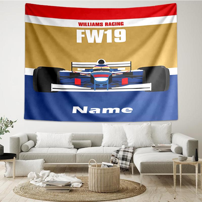 Custom Name Racing Print Tapestry, Backdrop, Easy Setup, Ideal for Bedroom, Office & Living Room, with Aesthetic Wall Hanging Decor.