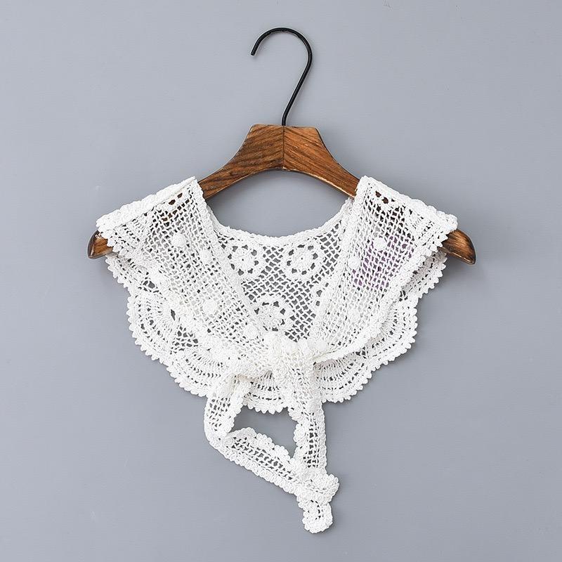 Lace Knitted Crochet Hollow Fake Collar Women Small Shawl Decorative Fake Collar Women Clothes Accessories Detachable Collar