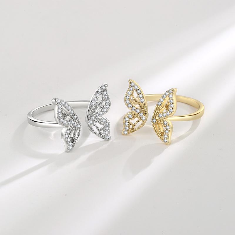 European & American Hollow Butterfly Ring: Trendy Open Index Finger Accessory with Niche Design and Cold Style for Women.