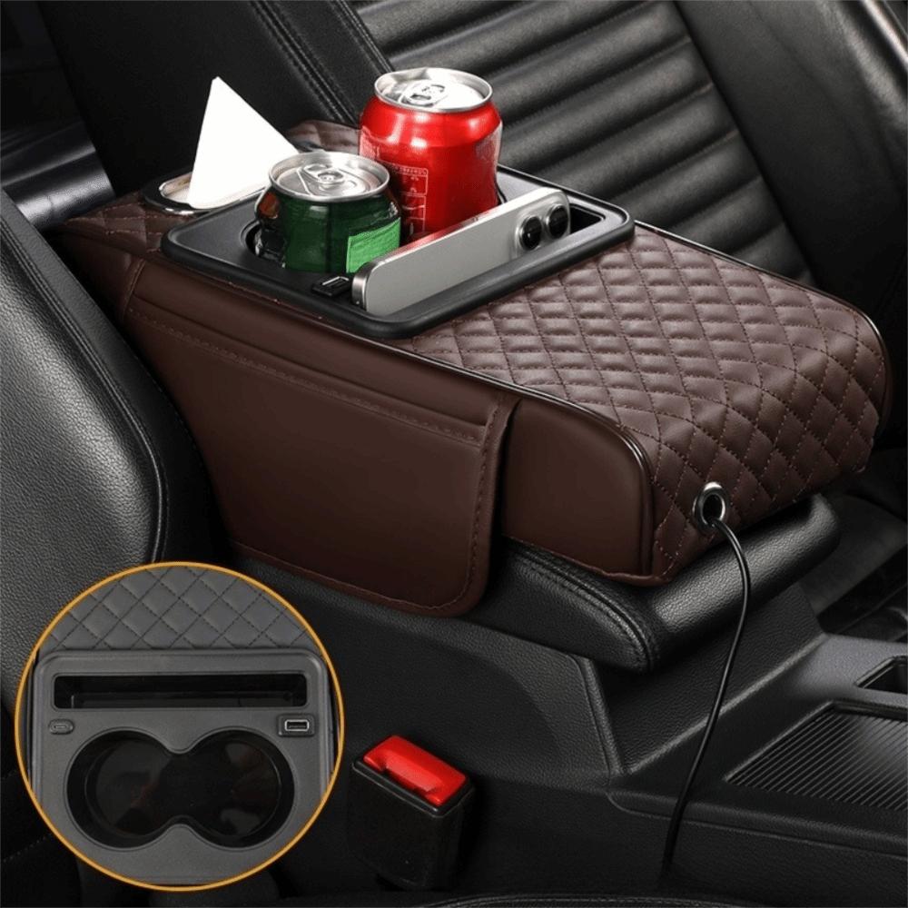 PU Leather Center Console Armrest Cushion Portable Car Armrest Pillow Storage Box  Universal
