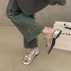 Silver Small Cool Slippers Wearing Fairy Shoes In the Summer of 2025 New Thick Heel Bow French Temperament Sandals