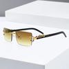 Fashionable Trendy Frameless Rectangular Personalized Sunglasses Metal Leopard Leg Men Women Sun Glasses New Lentes