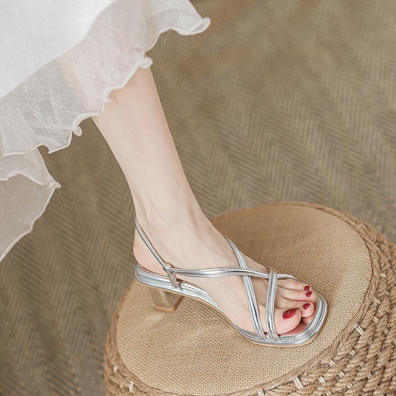 Fashion Famous Designer High Heels Sandals Women Narrow Band Ankle Strap Summer Pumps Shoes Clip Toe Gladiator Sandalias Mujer Footwear