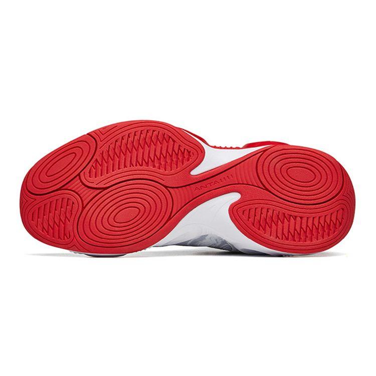 Anta Kids Asymmetrical Performance Anti-Slip Shock Absorbing Durable Mid-Top Basketball Shoes Kids Sneaker White Black Red 312221102-2
