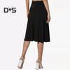 Women's Knee Length Skirt Summer Casual High Waisted Flared A-Line Skirt Stretchy Simple Foldover Midi Skirt