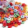 100pcs 11.5mm Acrylic Letter Beads Mixed Flower Alphabet Loose Spacer Beads DIY Jewelry Making Bracelets Necklace Accessories