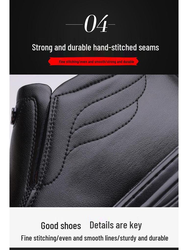 Men's Velvet-Inside High-Top Warm Slip-On Leather Shoes