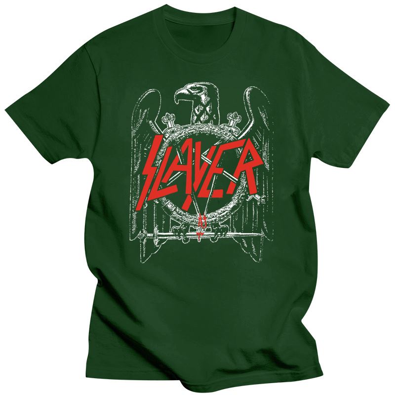 2023 Slayer Unisex'S Black Eagle T-skjorte Unisex kvinner Medium Black T-skjorte 2Xl 3Xl 4Xl 5Xl 100% bomull T-skjorte