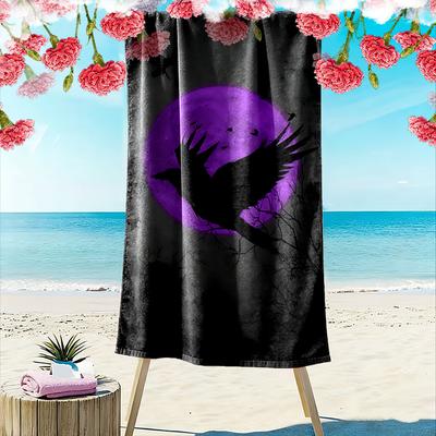 Majestic Ravens Under Moonlight Print Beach Towel, Quick Drying, Suitable for Travel, Outdoor Sports, Jogging, the Beach and Swimming, Gift