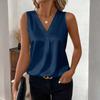 Sleeveless V Neck Blouse for Women Elegant Loose Fit Pleated Front Lightweight Top Comfortable Summer Shirt