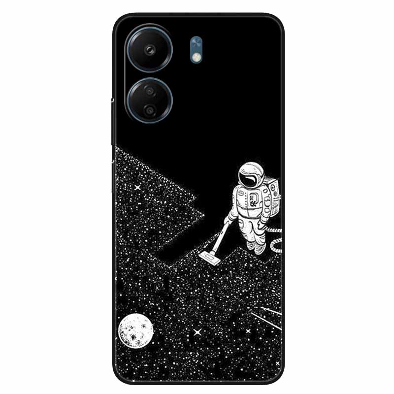 For Xiaomi Redmi 13C 4G Case Animals Painted Black Bumper Silicon TPU Coque for Redmi13C 4G 13 C Shockproof Covers Wolf Soft Bag