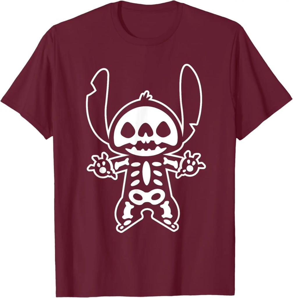 New Stitch Halloween Skeleton Fashion Casual T-Shirt S-4XL Four Seasons Unisex