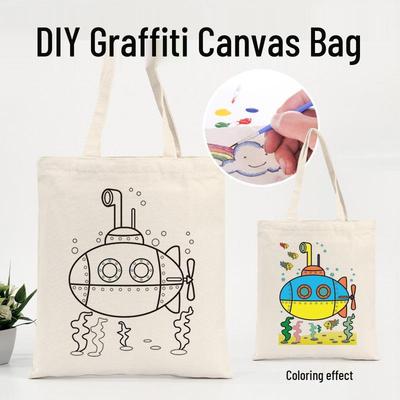 Bolsa de Lona Pintada a Mano DIY para Padres e Hijos - Diseño de Arte y Logotipo Personalizable
