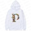 Women Hoodies Clothing 26 Alphabet Sweatshirts Hooded Shirt Fashion Flower Letters Graphic Outerwear White Women's Sweat-shirts