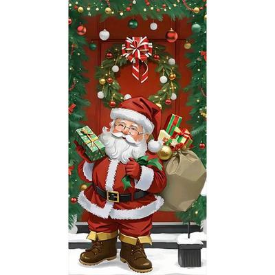 Christmas Door Curtain , Christmas Photo  , New Year's Atmosphere Decorative Hanging Cloth
