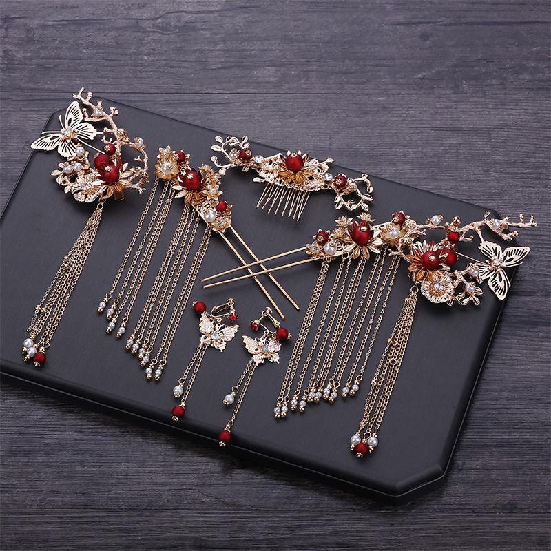 Ancient Style Hanfu Headdress Tassel Hairpin Set - Fairy-Inspired Chinese Costume Hair Accessories for Women
